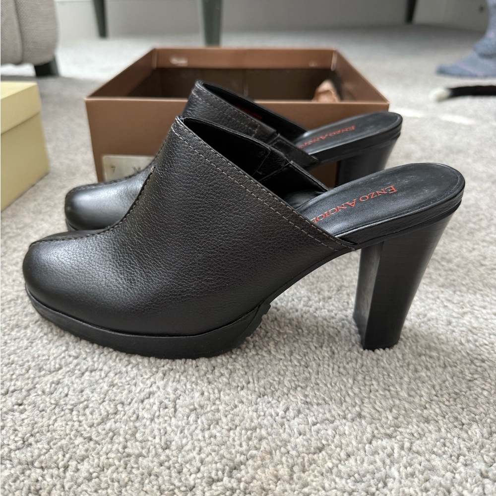 Enzo Angiolini Felicity Leather Mule Heels